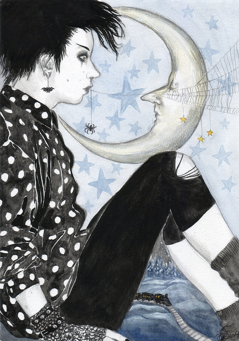 Girl With Moon – A4 print