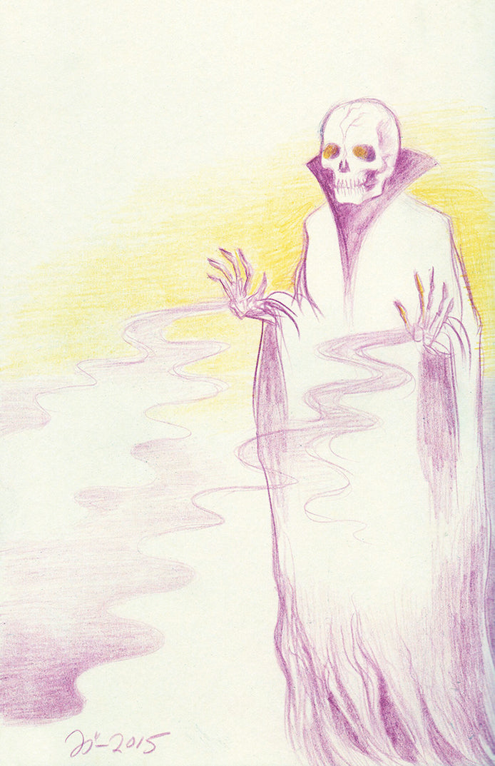Skeleton Magician Sketch – A5 print