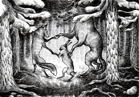 I Saw a Wolf, a Fox, a Hare – A5 print