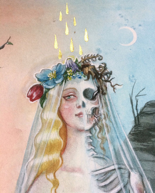 Memento Mori II – A3 print with genuine gold leaf