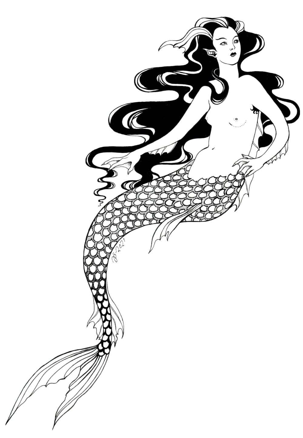 Mermaid tattoo – A4 print