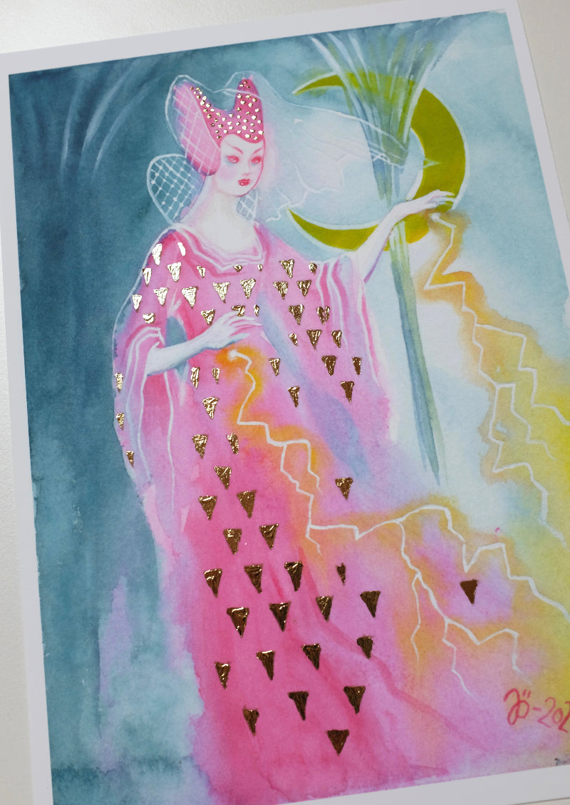 Neon Sorceress – A5 print with gold foil