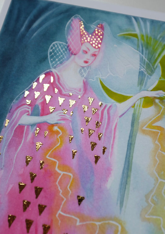 Neon Sorceress – A5 print with gold foil
