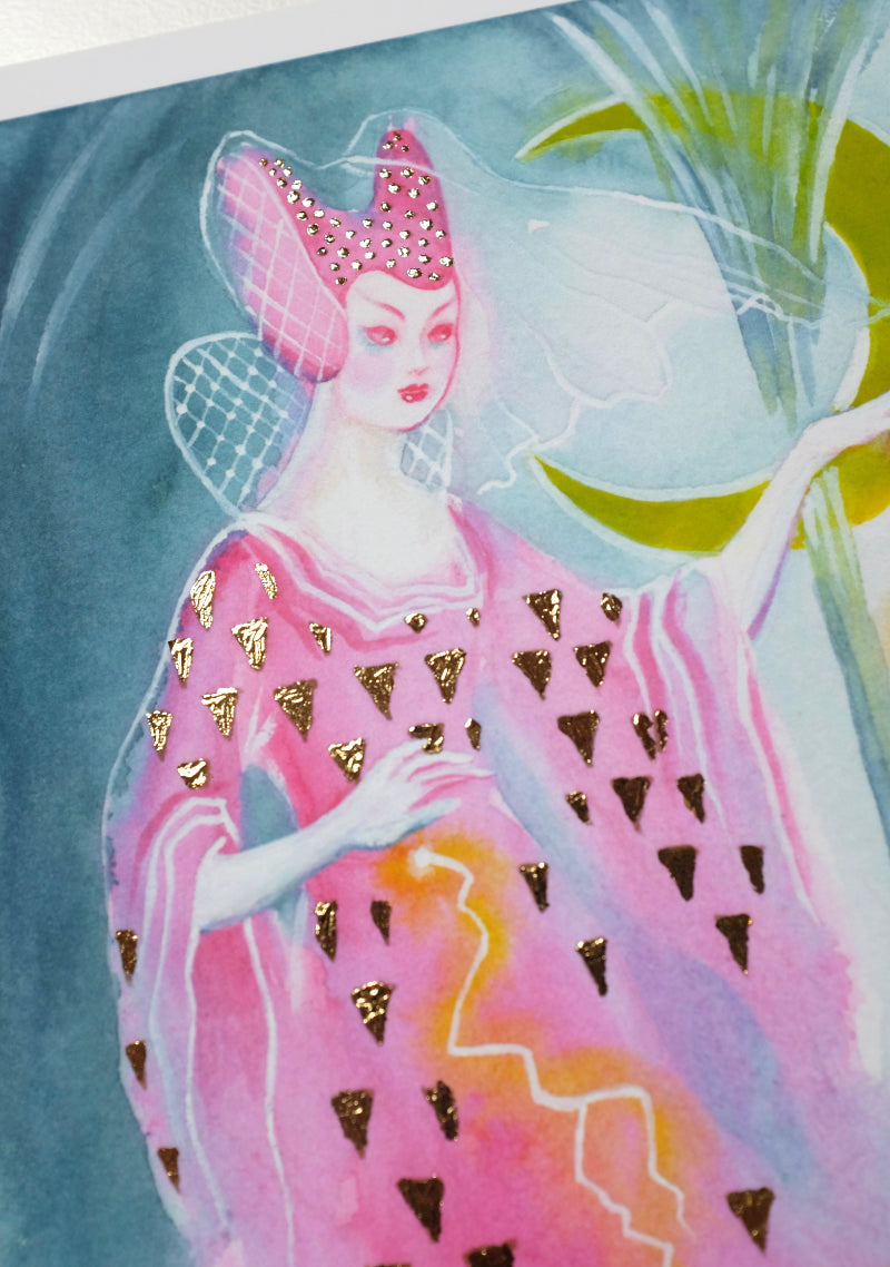 Neon Sorceress – A5 print with gold foil