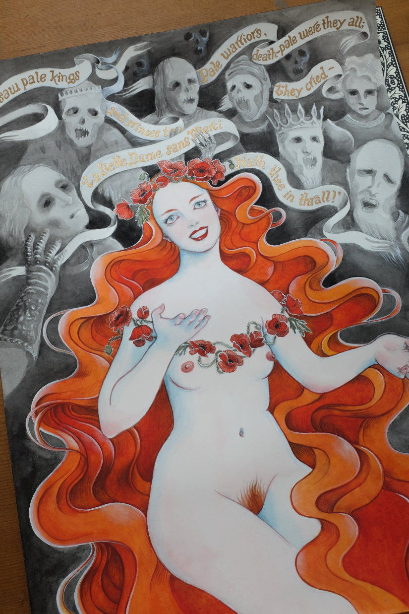 La Belle Dame sans Merci – A3 print with gold ink