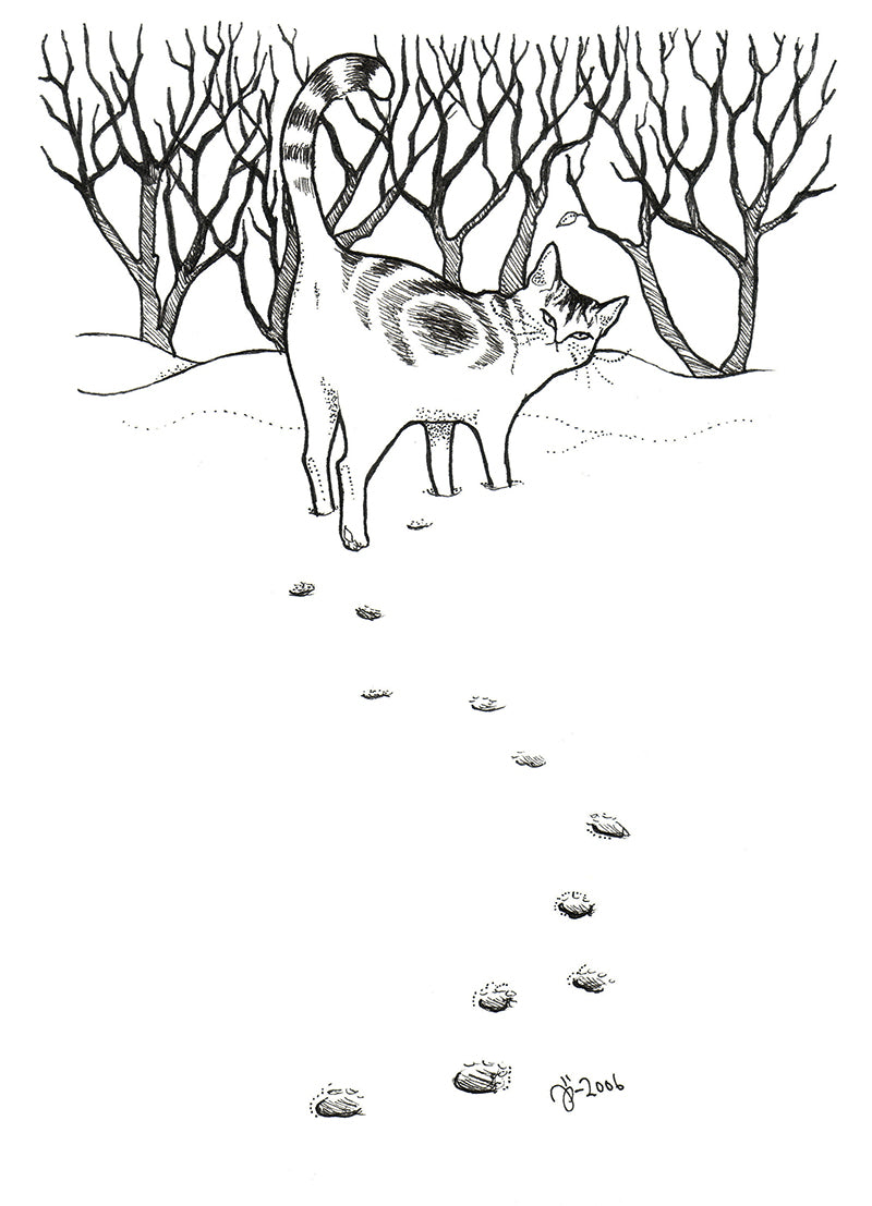 Cat Illustration - Snow – original art