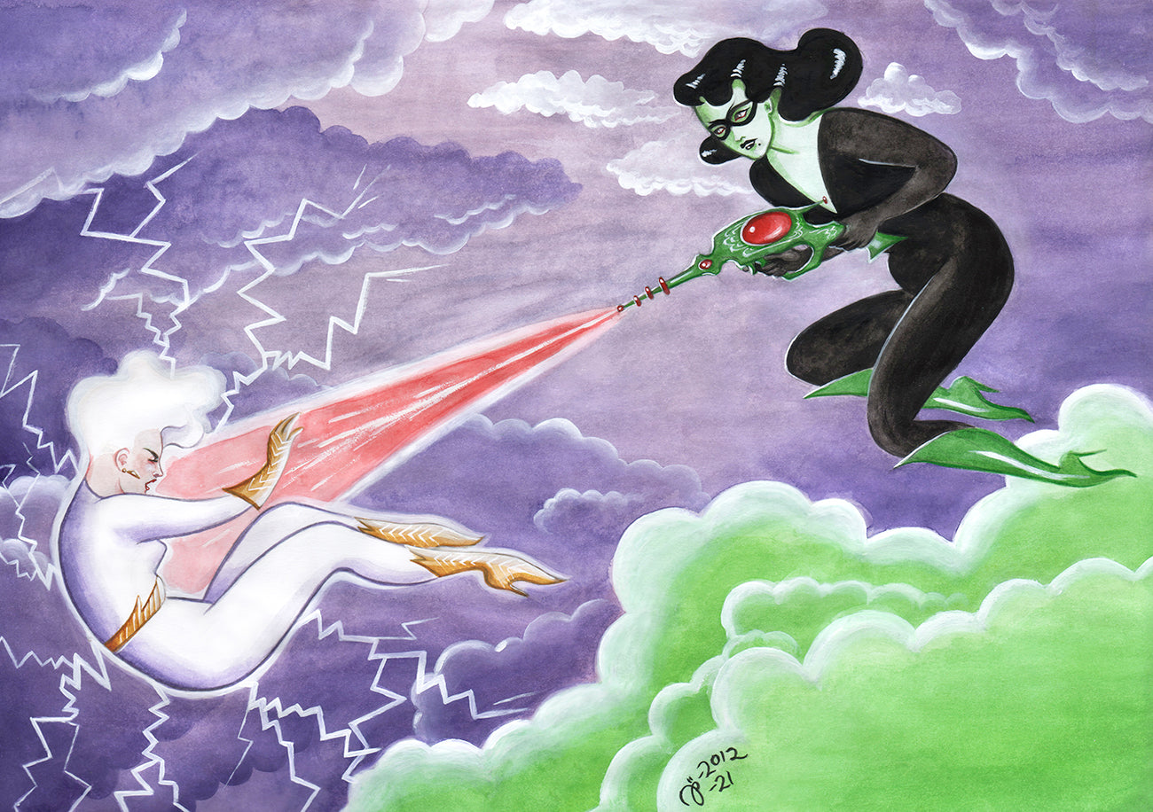 The Villain Attacks – original art