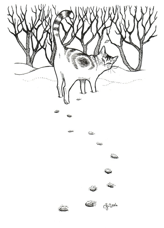 Cat Illustration - Snow – original art