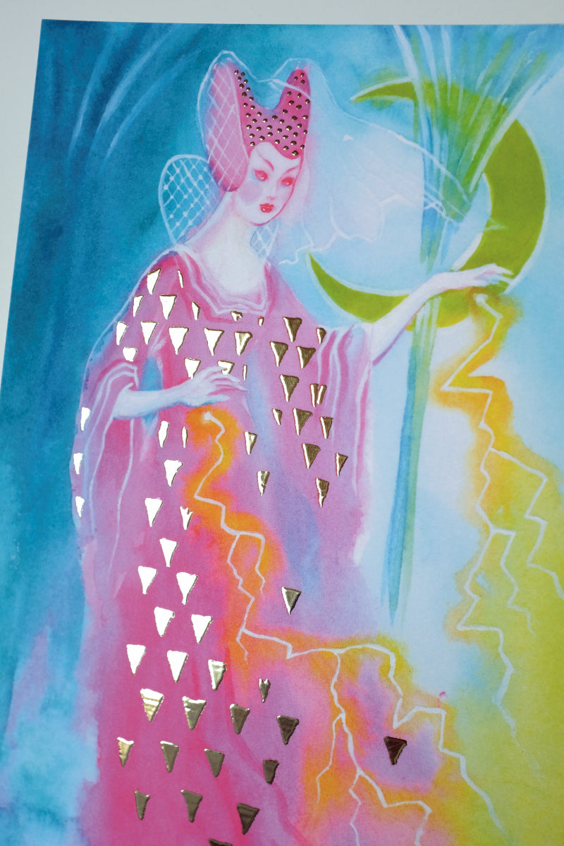 Neon Sorceress – A5 print with gold foil