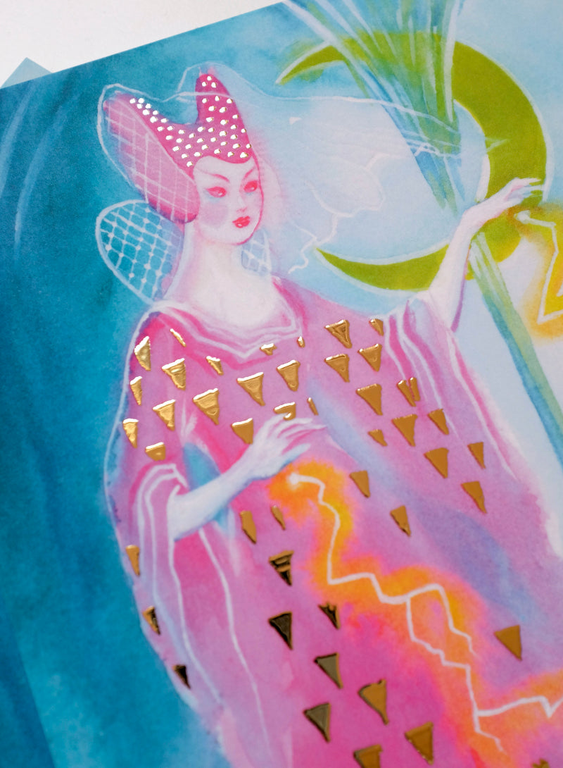 Neon Sorceress – A5 print with gold foil