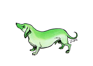 Green Sausage Dog - original art
