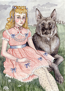 Princess and Dog - A4 print