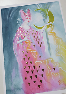 Neon Sorceress - A5 print with gold foil