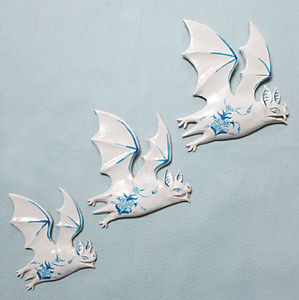 Blue and White Wall Bats